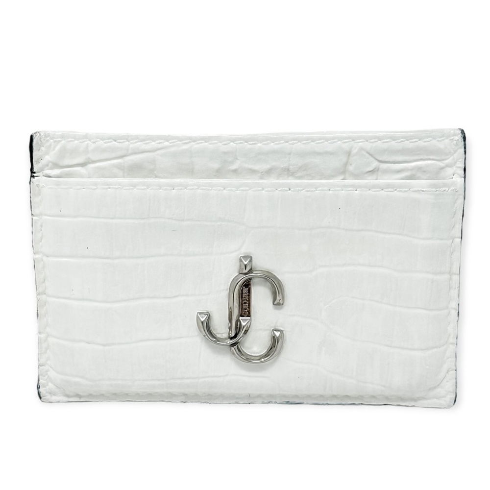 AUTHENTIC Jimmy Choo Card Holder Umika Wallet Embossed White - Picture 3 of 8